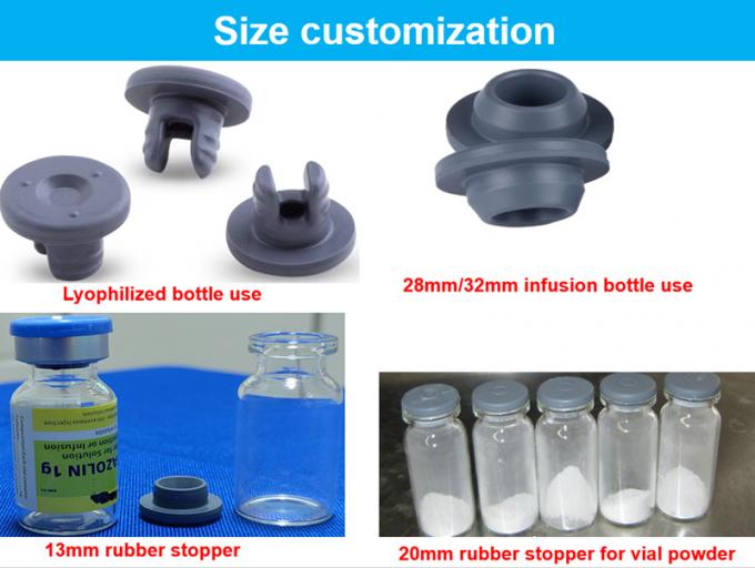 13mm 20mm 32mm Medical Use Blue Grey Lyophilization Butyl Rubber Stoppers for Glass Infusion Bottle