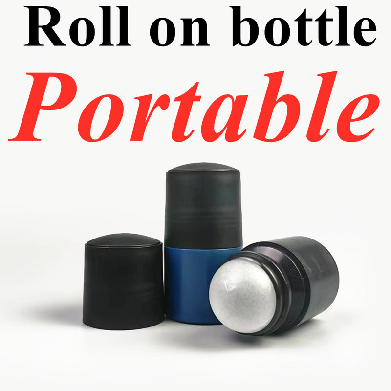 50 ml Bottiglia nera vuota di plastica HDPE a rotoli di plastica a rotoli su deodorante antitraspirante con coperchio nero