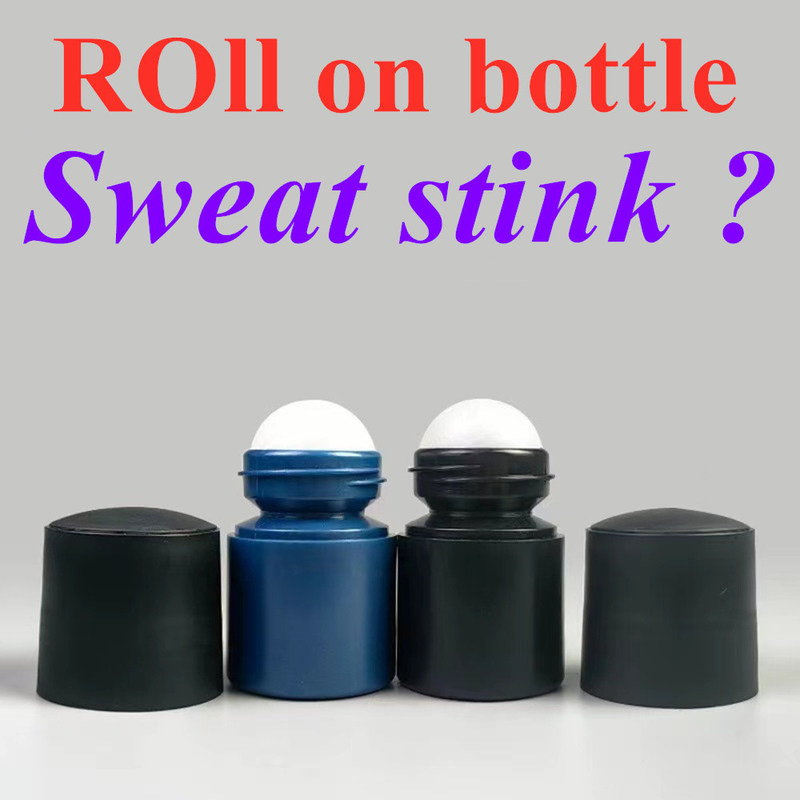 50 ml Bottiglia nera vuota di plastica HDPE a rotoli di plastica a rotoli su deodorante antitraspirante con coperchio nero