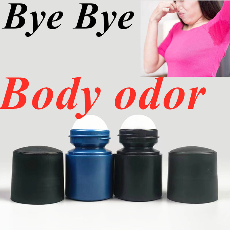 50 ml Bottiglia nera vuota di plastica HDPE a rotoli di plastica a rotoli su deodorante antitraspirante con coperchio nero