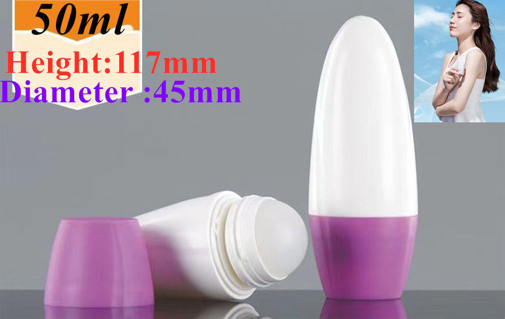 HDPE 30ml 50ml 60ml Rollo di plastica su cilindrica Bottiglia a rulli rotondi Bottiglia deodorante Contenitore con palla a rulli di plastica