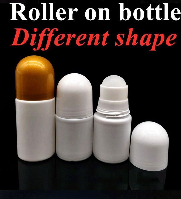 HDPE 30ml 50ml 60ml Rollo di plastica su cilindrica Bottiglia a rulli rotondi Bottiglia deodorante Contenitore con palla a rulli di plastica