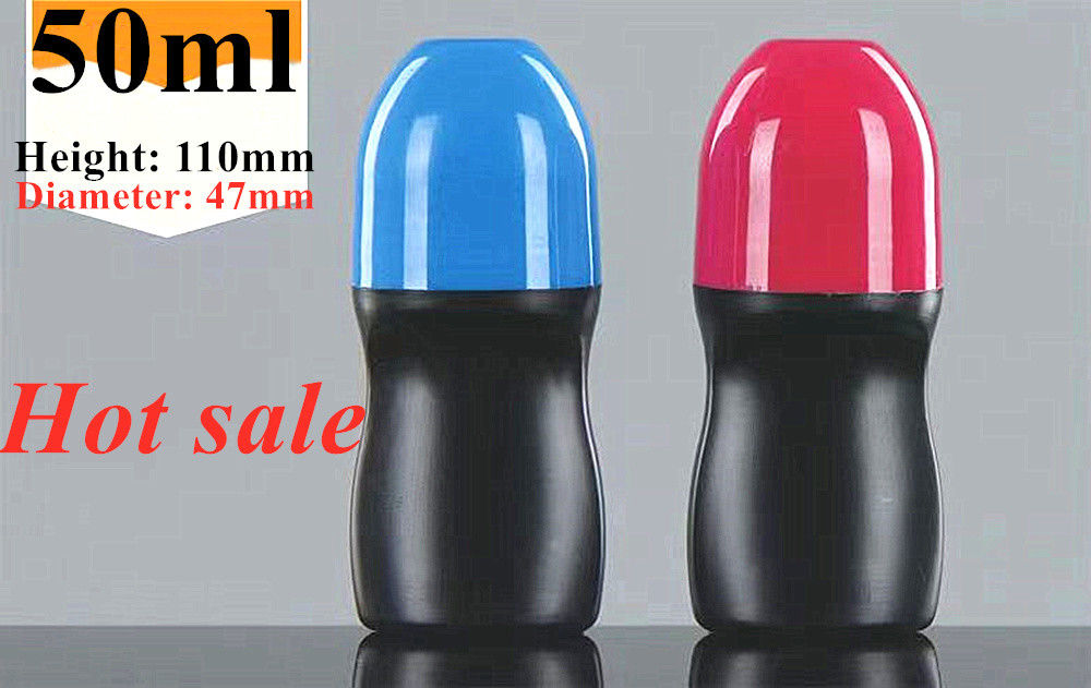 HDPE 30ml 50ml 60ml Rollo di plastica su cilindrica Bottiglia a rulli rotondi Bottiglia deodorante Contenitore con palla a rulli di plastica
