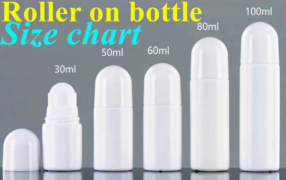 30 ml 50 ml 60 ml Oli essenziali vuoti ricaricabili Perfume rotolo su bottiglia Roller di plastica su bottiglia con palla di plastica