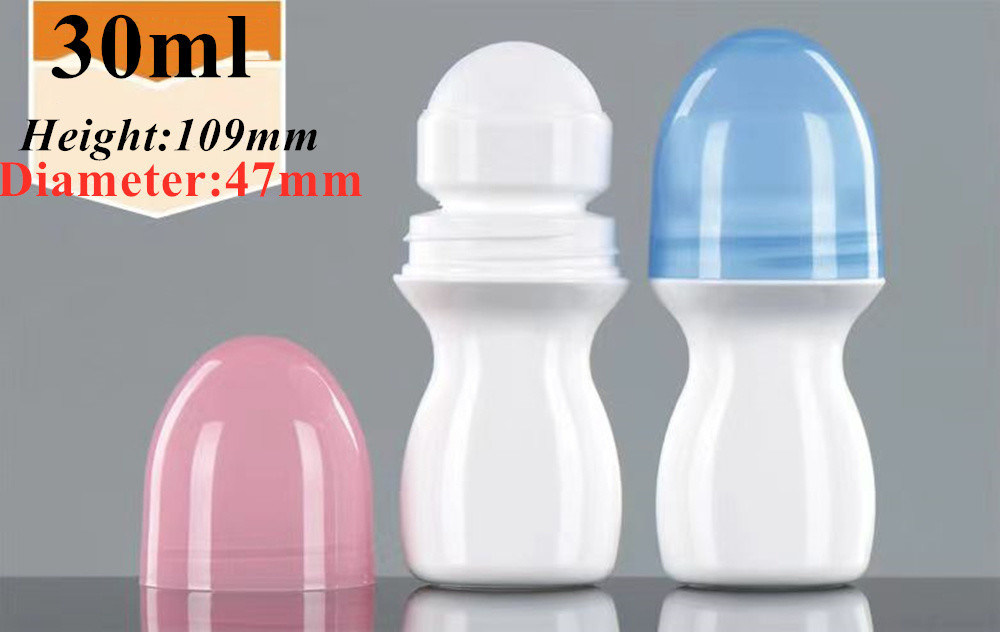 30 ml 50 ml 60 ml Oli essenziali vuoti ricaricabili Perfume rotolo su bottiglia Roller di plastica su bottiglia con palla di plastica