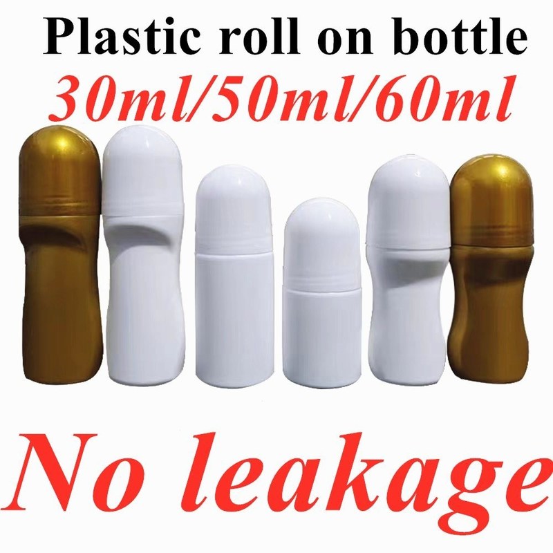 30 ml 50 ml 60 ml Oli essenziali vuoti ricaricabili Perfume rotolo su bottiglia Roller di plastica su bottiglia con palla di plastica