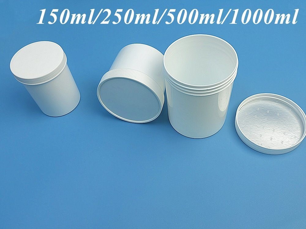 150 ml 250 ml 500 ml 1000 ml PP Plastica Bianca Vuota di lusso Rotonda Crema unguento Bottone PP Bottone Cosmetico Imballaggio con Capo