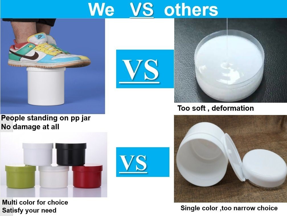 100ml 150ml 250ml 500ml PP Cosmetic Jar Traslucido blu chiaro 16oz Pomata di plastica Vaso cosmetico