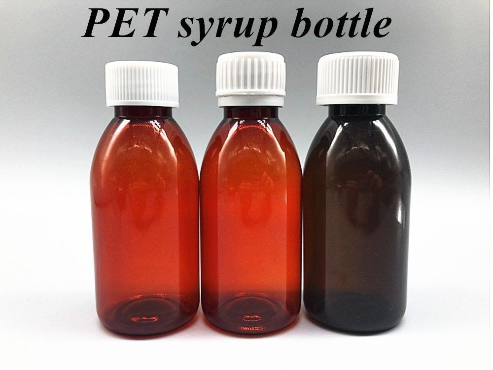 100 ml di sciroppo di plastica da 120 ml di ambra Bottiglie Farmaceutiche per animali da compagnia Rotonda Medicina Sciroppo per tosse Bottiglia con tappi CRC