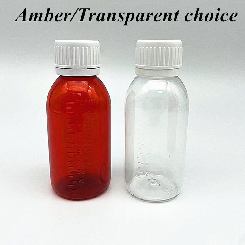 100 ml 120 ml 150 ml Rotondo Vuoto di Plastica Medicina per animali da compagnia Liquido Sospensione orale Bottiglia Ambrato Bottiglia di sciroppo di cocco