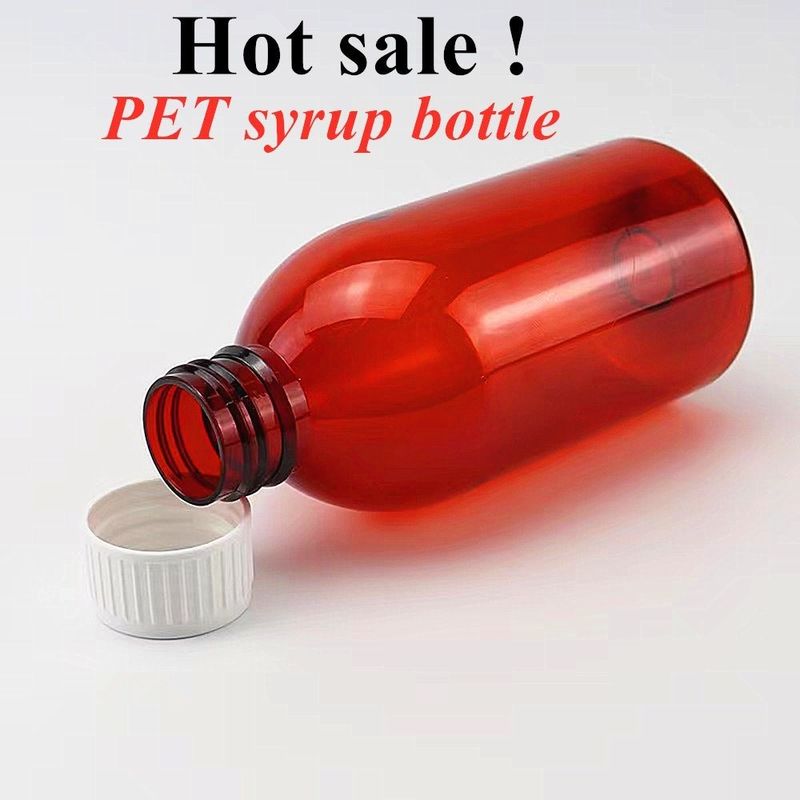 100 ml 120 ml 150 ml DIN28 Plastica PET Marrone per liquidi orali Bottiglia Amber Medicina Sciroppo per la tosse Bottiglia per Ropp Cap