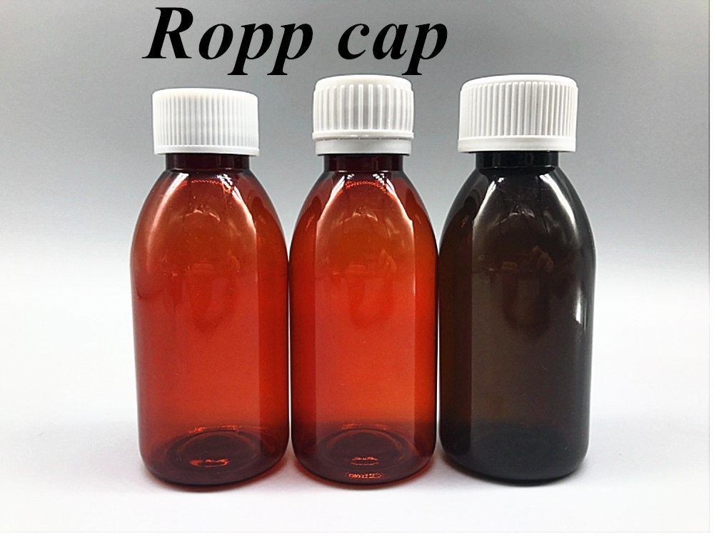 100 ml 250 ml Liquid Medicine Amber PET Cough Syrup Flascia con tazza di misura Flascia di plastica per lo sciroppo per la tosse