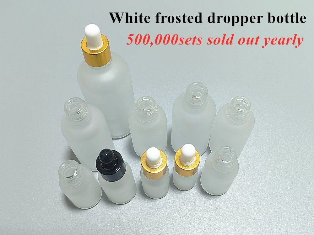 10 ml 20 ml 30 ml Vuoto Rotondo Bianco Vetro Frostato Bottiglia di olio essenziale per la cura della pelle capelli Siero Cosmetico Utilizzare con gocciolante