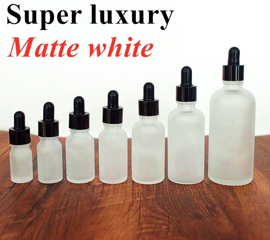 Luxury 15ml 20ml 30ml 50ml Olio essenziale vuoto Bianco opaco Ghiacciato ambra olio essenziale vetro Bottiglia gocciolante