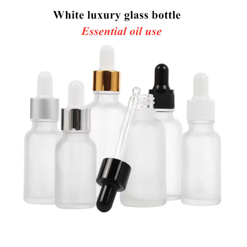 1 oz 2 oz 5 ml 10 ml 15 ml 20 ml 30 ml 50 ml vuoto Siero per la cura della pelle con olio essenziale uso a mano Bottiglia di gocciolante in vetro freddo bianco