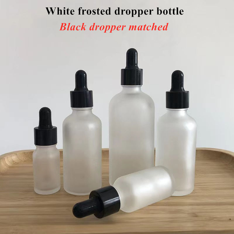 Matte Matte Bianco 20ml 30ml Bottiglia di gocciolante in vetro Sero di vetro Bottiglia di olio essenziale con tappo nero