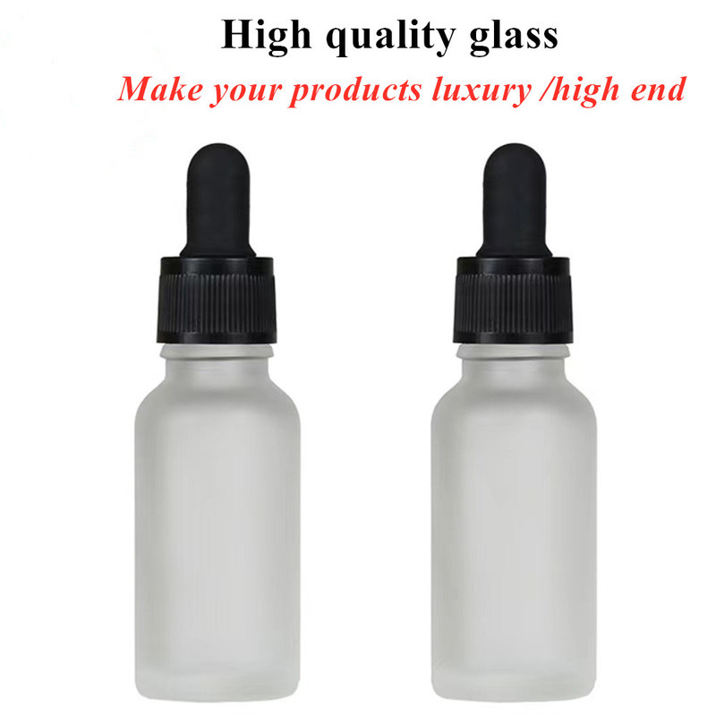 20 ml 30 ml 50 ml 2 oz Cosmetici per la cura personale Occhi Olio essenziale Vetro Bianco Frostato Bottiglia gocciolante con tappo gocciolante