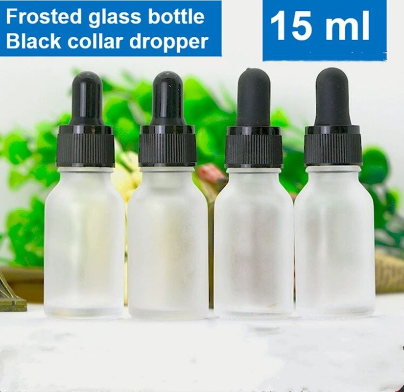 Luxury 1oz 2oz 10ml 15ml 20ml 30ml 50ml Siero circolare vuoto per la cura della pelle olio essenziale occhio bianco bottiglia di vetro ghiacciato