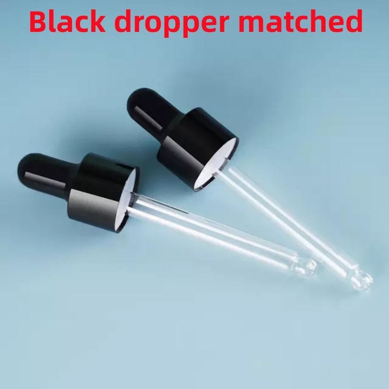 Nero 10, Ml 15ml 20ml 30ml 50ml vuoto rotondo nero lucido Vetro Bottiglia gocciolante per olio essenziale con anello in oro di plastica