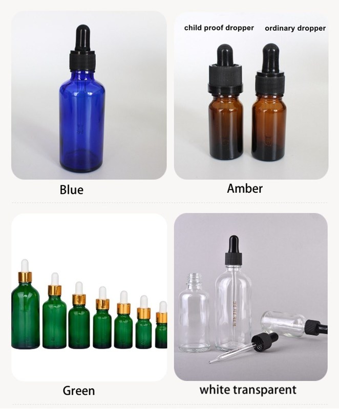 Imballaggio dell' olio essenziale 1OZ 2OZ 20ml 30ml 50ml siero di olio essenziale di ambra Bottiglia gocciolante di vetro con tappo a prova di bambino