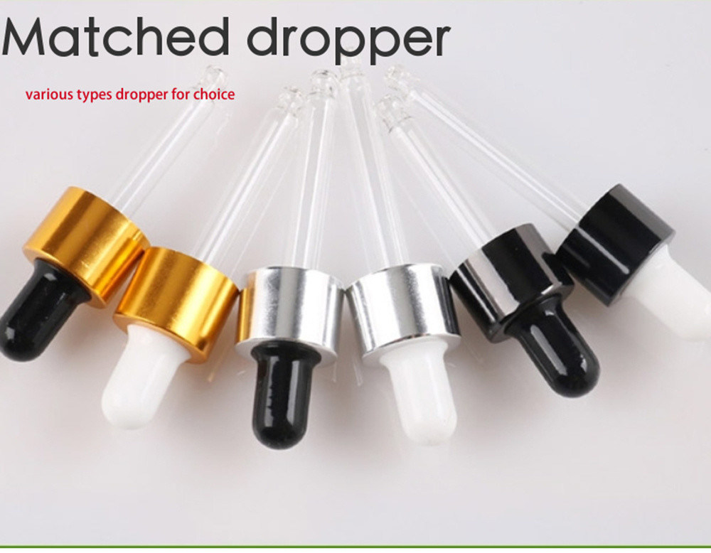 Bottiglia di vetro cosmetica Bottiglia per gocciolante di siero di ambra 30 ml 50 ml 60 ml Ambrore Luxury Essential Oil Bottiglia di vetro con testa di gocciolante nera