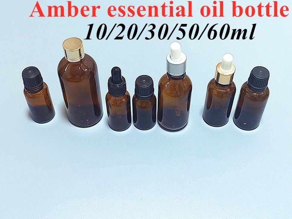 Vendita calda vuota Luxury Amber Brown 10ml 15ml 20ml 30ml 50ml 60ml Bottiglia in vetro di olio essenziale per siero