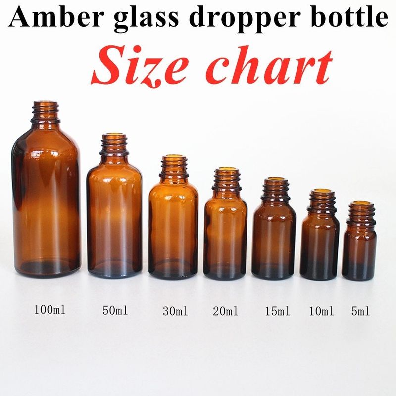 5 ml 15 ml 20 ml 30 ml 50 ml Imballaggio cosmetico Collare di plastica rotonda Olio essenziale per il viso Ambrato Bottiglia gocciolante per olio essenziale