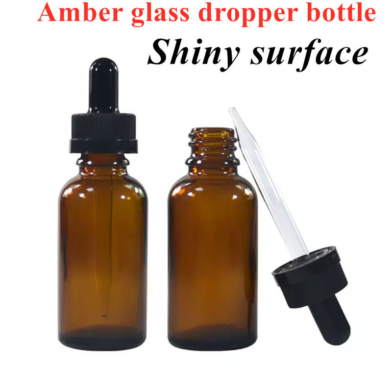 30 ml 50 ml Ambraro Vuoto Rotondo Viaggio Siero portatile per la cura della pelle olio essenziale Bottiglia in vetro con gocciolante a prova di bambino