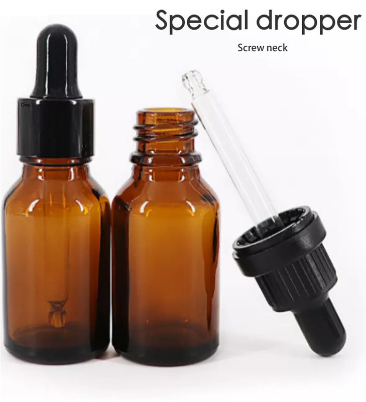 30 ml 50 ml Ambraro Vuoto Rotondo Viaggio Siero portatile per la cura della pelle olio essenziale Bottiglia in vetro con gocciolante a prova di bambino