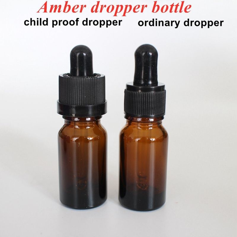 30 ml 50 ml Ambraro Vuoto Rotondo Viaggio Siero portatile per la cura della pelle olio essenziale Bottiglia in vetro con gocciolante a prova di bambino