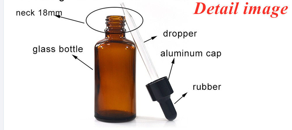 30 ml 50 ml Ambraro Vuoto Rotondo Viaggio Siero portatile per la cura della pelle olio essenziale Bottiglia in vetro con gocciolante a prova di bambino