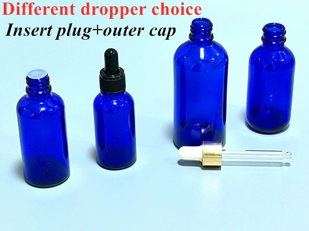 10 ml 20 ml 30 ml 50 ml Empio Boston Rotondo Cosmetico Imballaggio Vuoto Blu olio essenziale Vetro Bottiglia gocciolante con tappo gocciolante