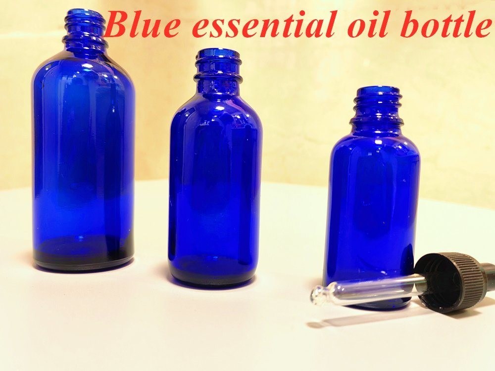 30 ml 50 ml 60 ml Bottiglia cosmetica vuota rotonda piccola Blu trasparente olio essenziale Vetro gocciolante Bottiglia vetro