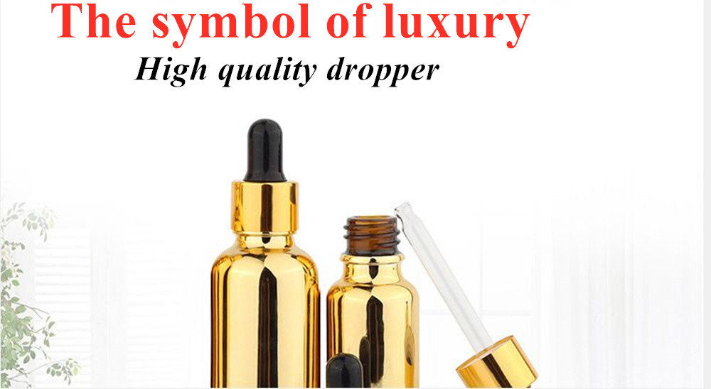 20 ml 30 ml 50 ml Vuoto Riutilizzabile Elettrolizzante Oro Cosmetico Serumo di imballaggio Olio essenziale per la cura della pelle Bottiglia gocciolante in vetro