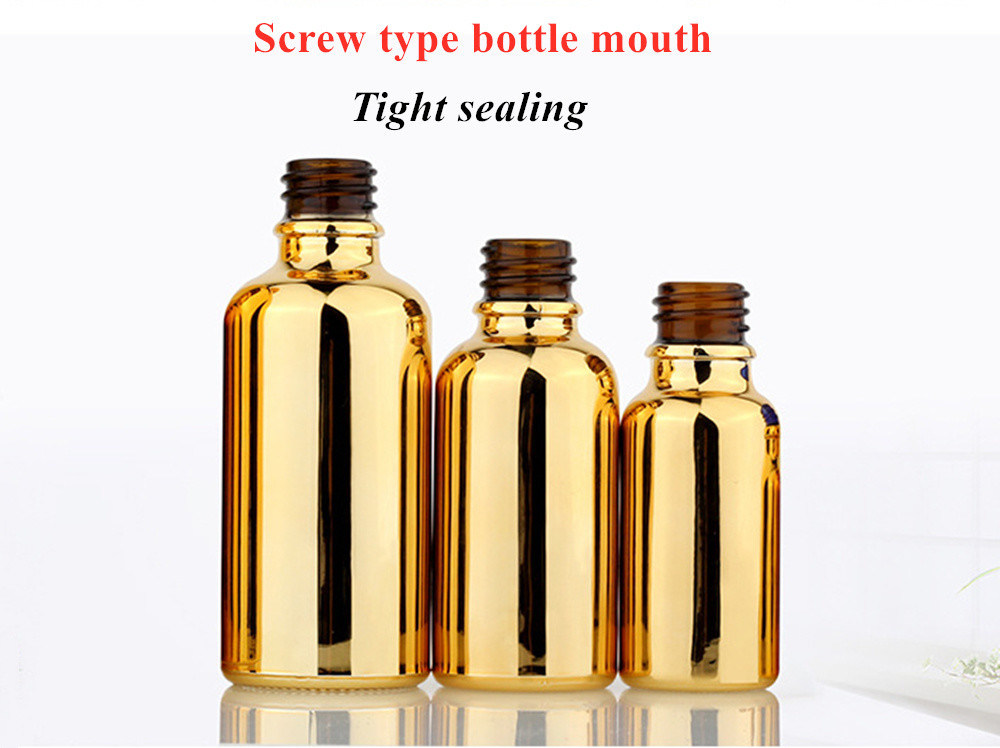 20 ml 30 ml 50 ml Vuoto Riutilizzabile Elettrolizzante Oro Cosmetico Serumo di imballaggio Olio essenziale per la cura della pelle Bottiglia gocciolante in vetro
