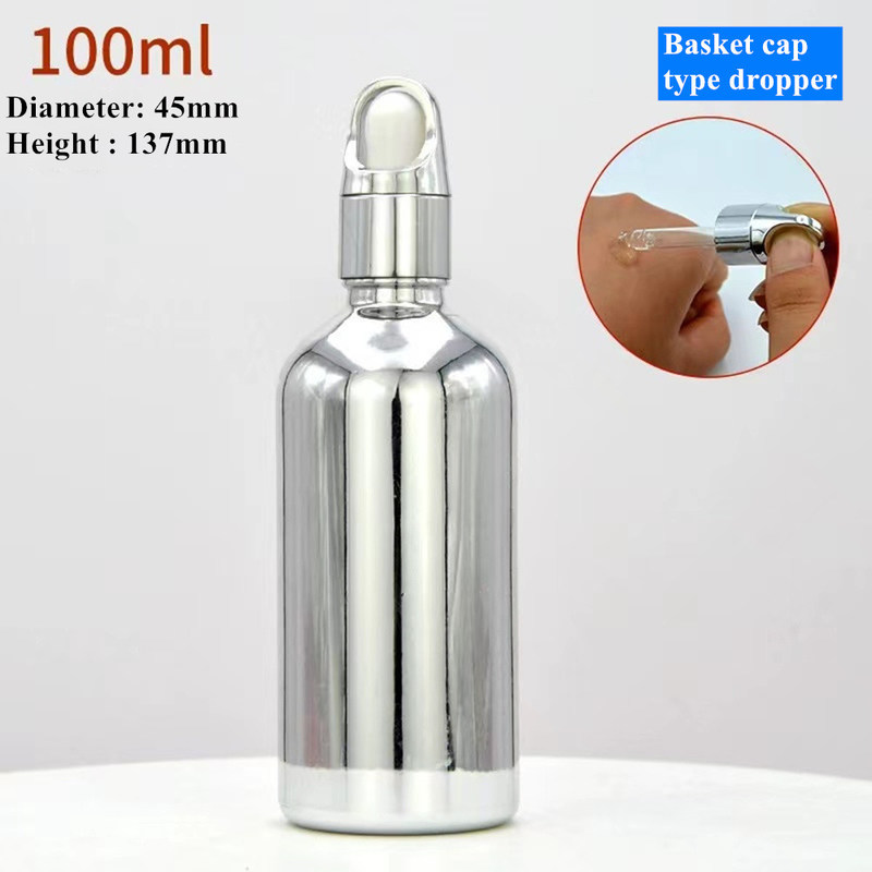 10ml 20ml 30ml 50ml Elettroplate Colore Oro Imballaggio Cosmetico di lusso Bottiglie gocciolanti in vetro per uso di oli essenziali