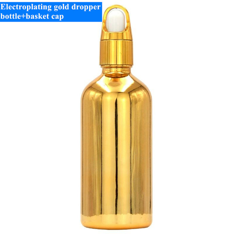 10ml 20ml 30ml 50ml Olio elettrolizzato Bottiglia di olio essenziale Oro piccolo Bottiglia di oro Cosmetici Bottiglia gocciolante di vetro