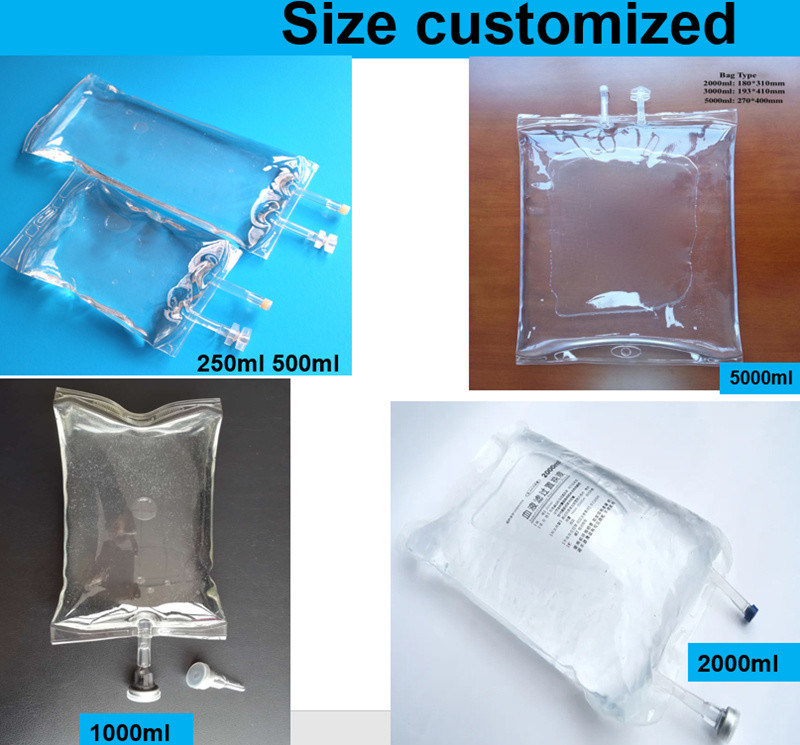 2000 ml 3000 ml 5000 ml 7 mm per veterinari Sacchetto per infusione IV monouso in PVC con doppia porta a svolta