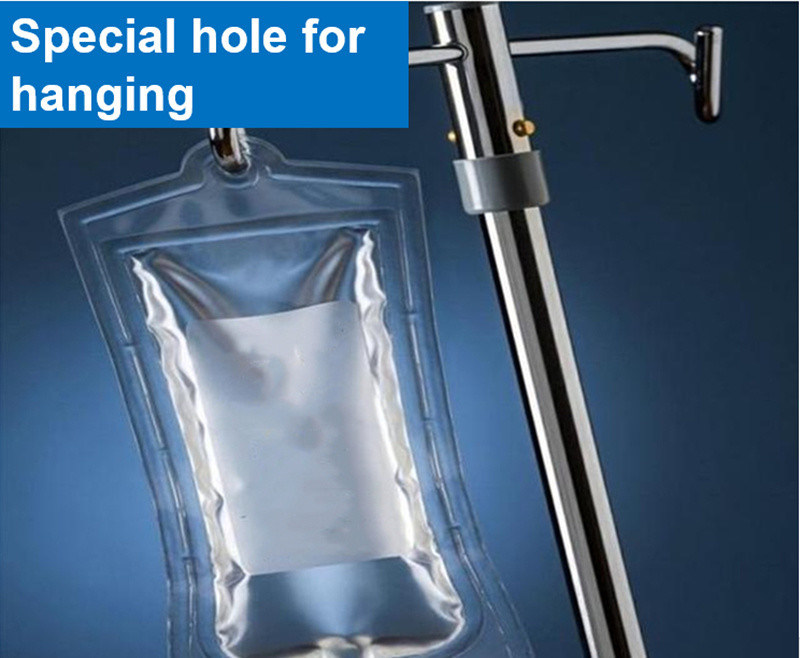 Sacchetto per infusione di PVC vuoto per uso medico con soluzione salina normale, sacchetto per gocciolare di cloruro di sodio 100 ml 250 Cc 500cc, sacchetto per infusione di PVC a due porte IV