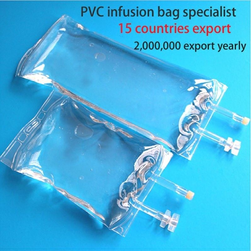 100 ml 250 ml 500 ml Single Port Double Port Medical PVC Bag IV vuoto per infusione con tappo