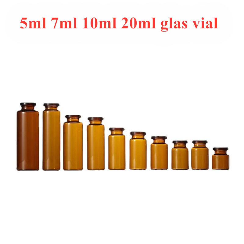 Farmaceutico 5 ml 10 ml Ambrore vuoto Chiaro Iniezione Bottiglia di vetro tubolare per uso medico Bottiglia con tappo di gomma butila