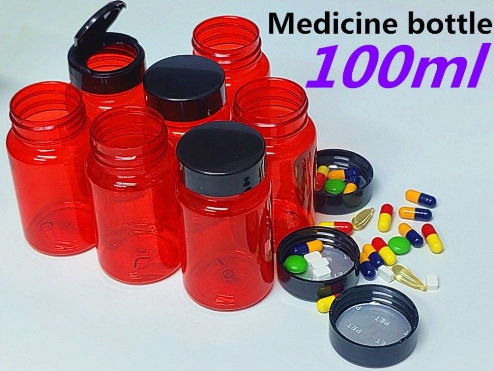 100 ml Pet Red Farmaceutico Prescrizione Pillola Contenitore Bottiglia Supplemento Nutrizionale Capsula Bottiglia medicinale proteica