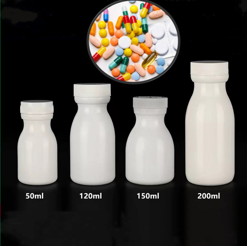Vuoto Rotondo 50 ml 100 ml 150 ml Capsule bianche in HDPE Pillole pillole Bottiglie integratori di plastica Bottiglia di farmaco in plastica