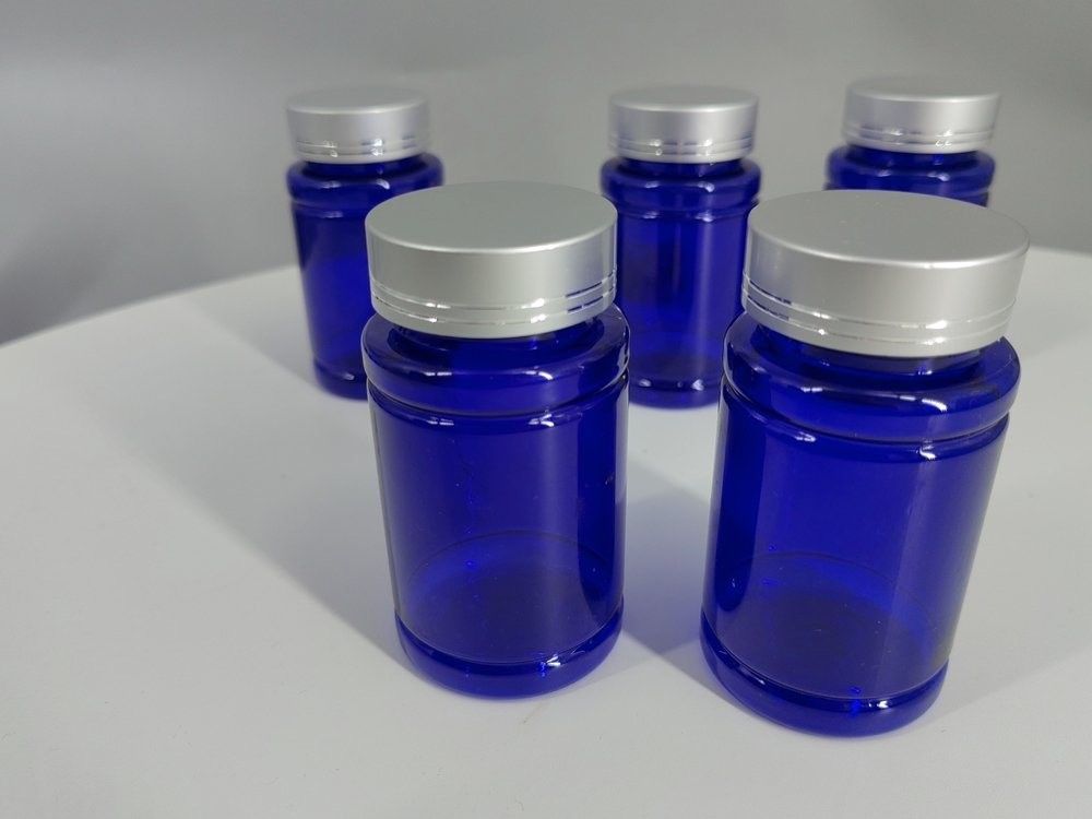 Vitamina di plastica Bottiglia PET Capsula Tabletta Pillola Bottiglia Blu 100ml 120ml Contenitore di plastica Bottiglia di medicina