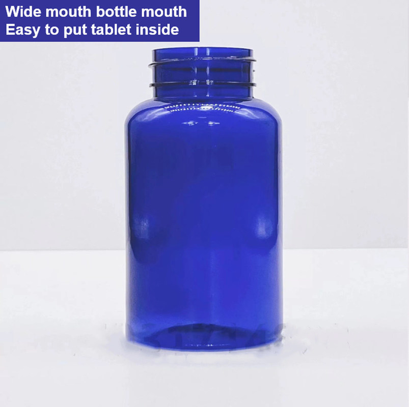 Bottiglia di compresse in PET blu di plastica da 100 ml con tappo a vite d' argento