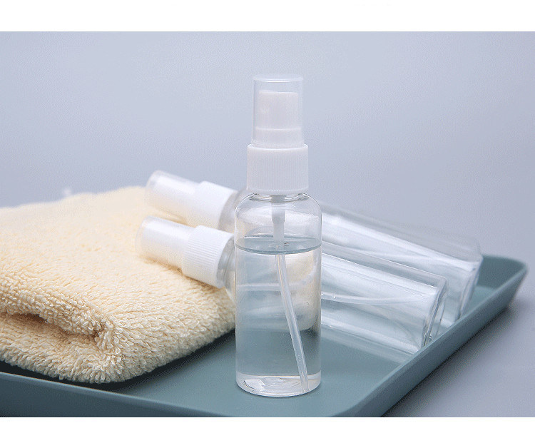 30 ml 60 ml 100 ml ricaricabili con alcol trasparente bottiglie di spray di plastica vuota con spray PET con spray di nebbia fine