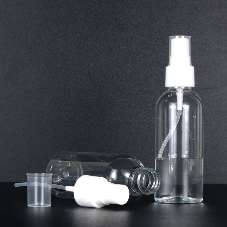 30 ml 60 ml 100 ml ricaricabili con alcol trasparente bottiglie di spray di plastica vuota con spray PET con spray di nebbia fine