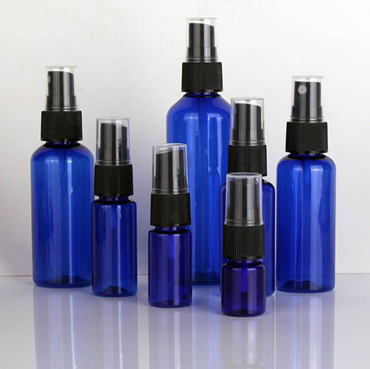 60 ml 120 ml 355 ml blu Plastico disinfettante per le mani Per la cura della pelle Shampoo Spray Bottiglia PET Cosmetico trasparente Bottiglie spray di plastica