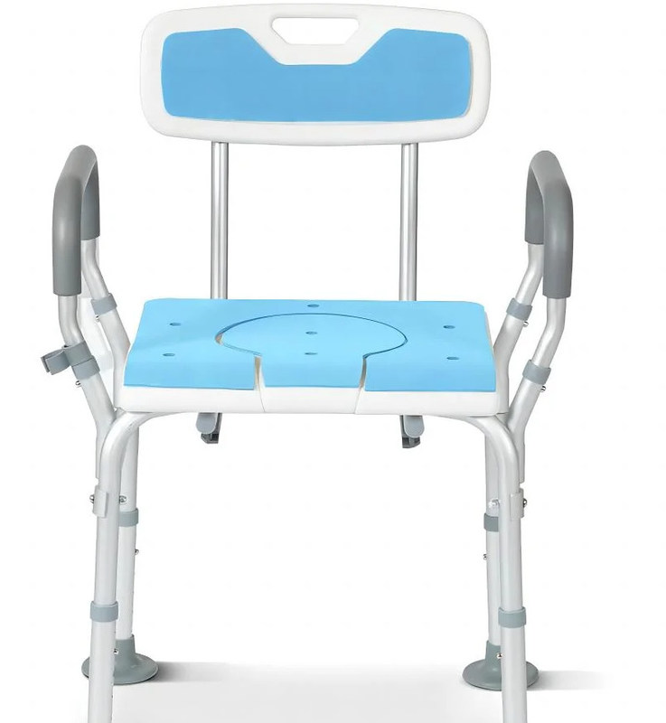 Easy Assembly Bathing Toilet Chair With 5-Level Height Adjustment And PE Blow Molded Seats