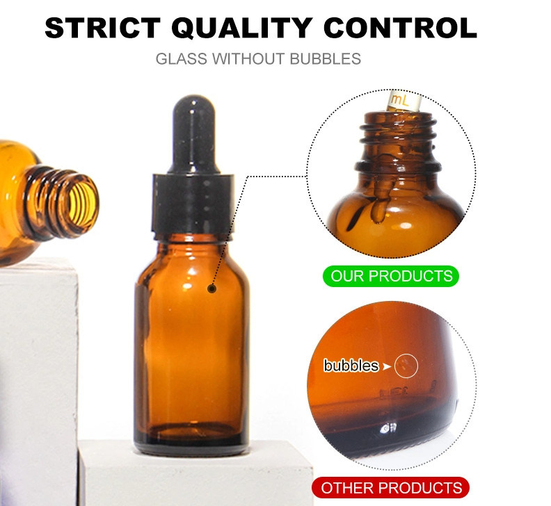 Vendita a caldo 5ml 10ml 15ml 30ml 50ml siero di ambra bottiglie di olio essenziale bottiglia gocciolante di vetro